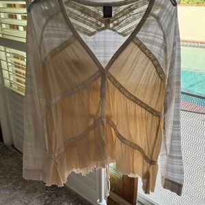 Free People Sheer Cream Blouse